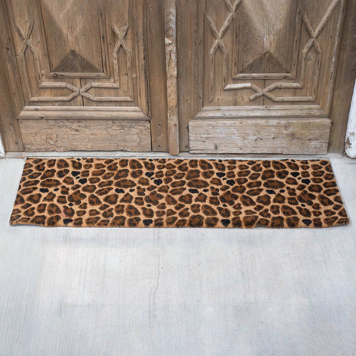 Leopard Coir Doormat Natural/Black/Brown 56x18