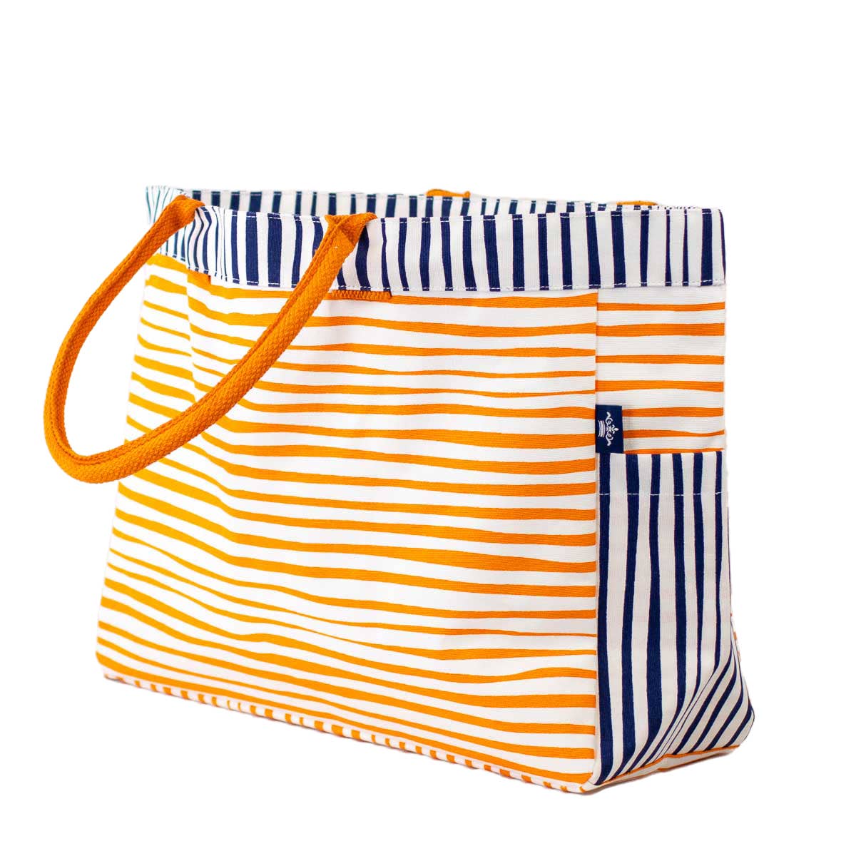 Stripe Durham Tote White/Blue/Orange 17.5x13.5x6