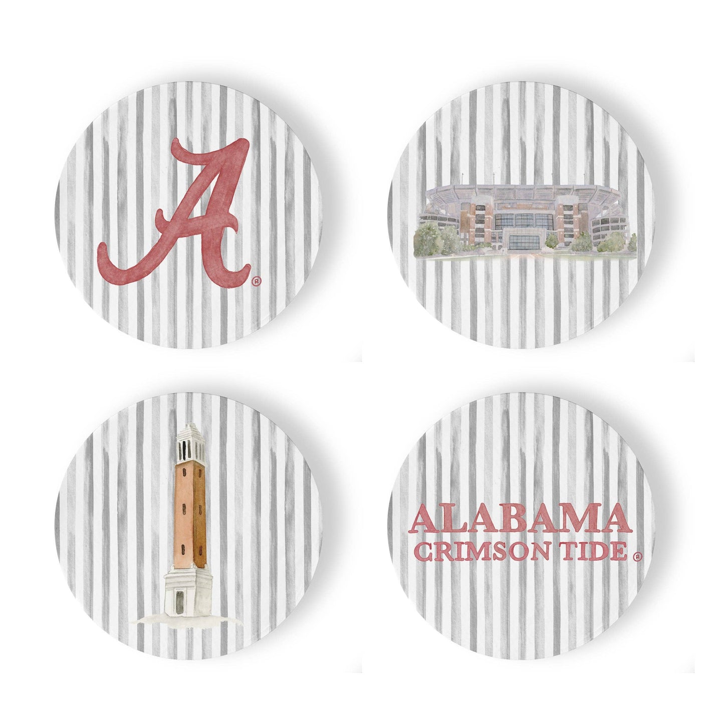 Ceramic Alabama Striped Coasters