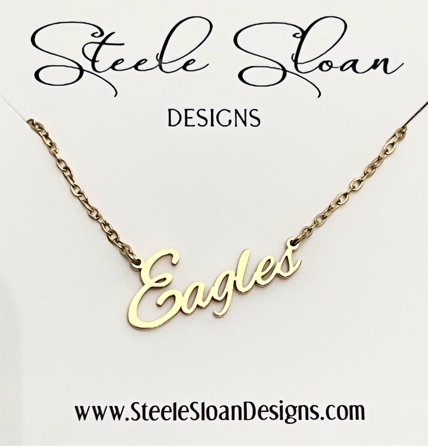 Eagles Name Necklace - Eagles Fans -Eagles GameDay Necklace: Yellow Gold