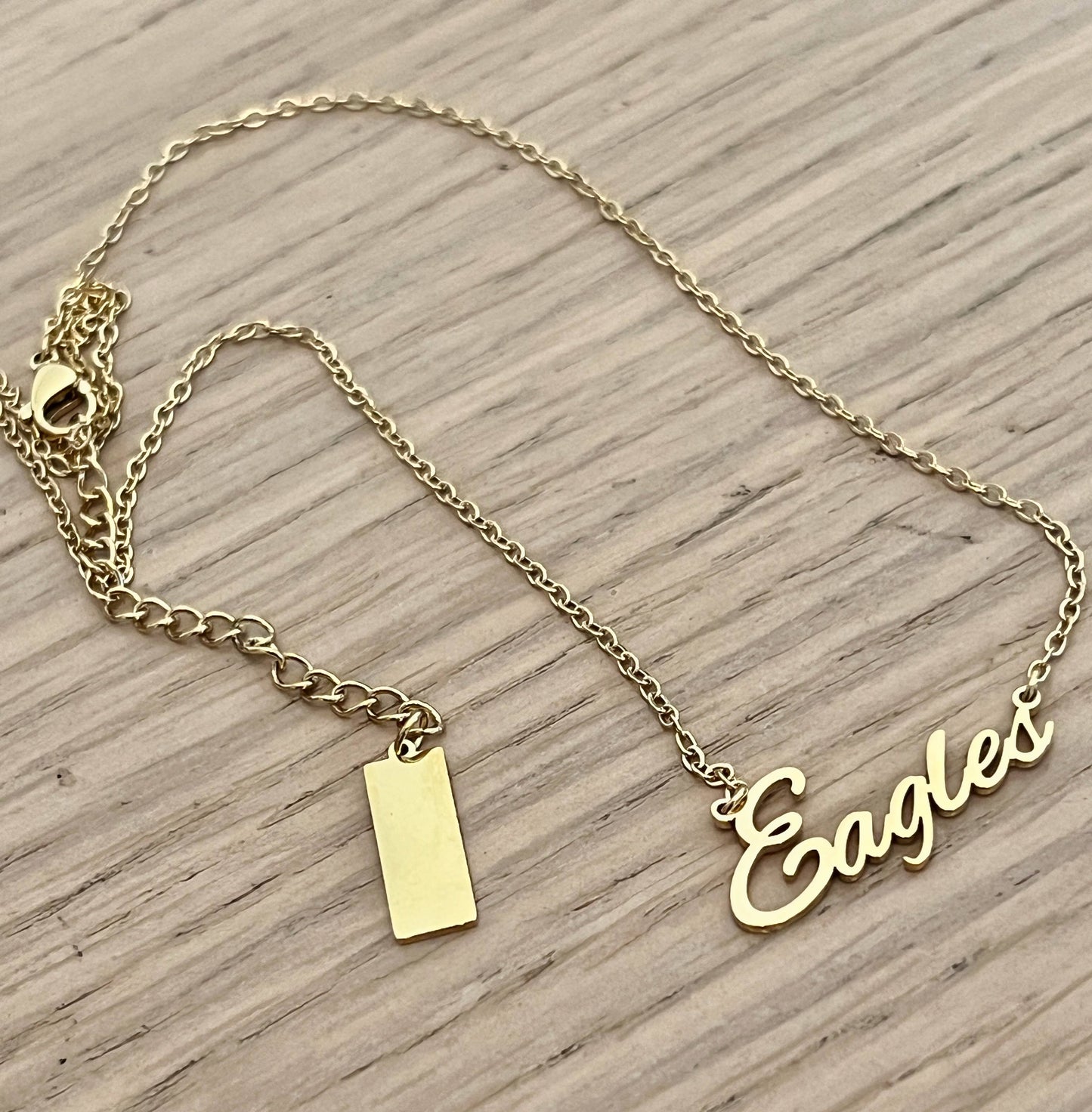 Eagles Name Necklace - Eagles Fans -Eagles GameDay Necklace: Yellow Gold