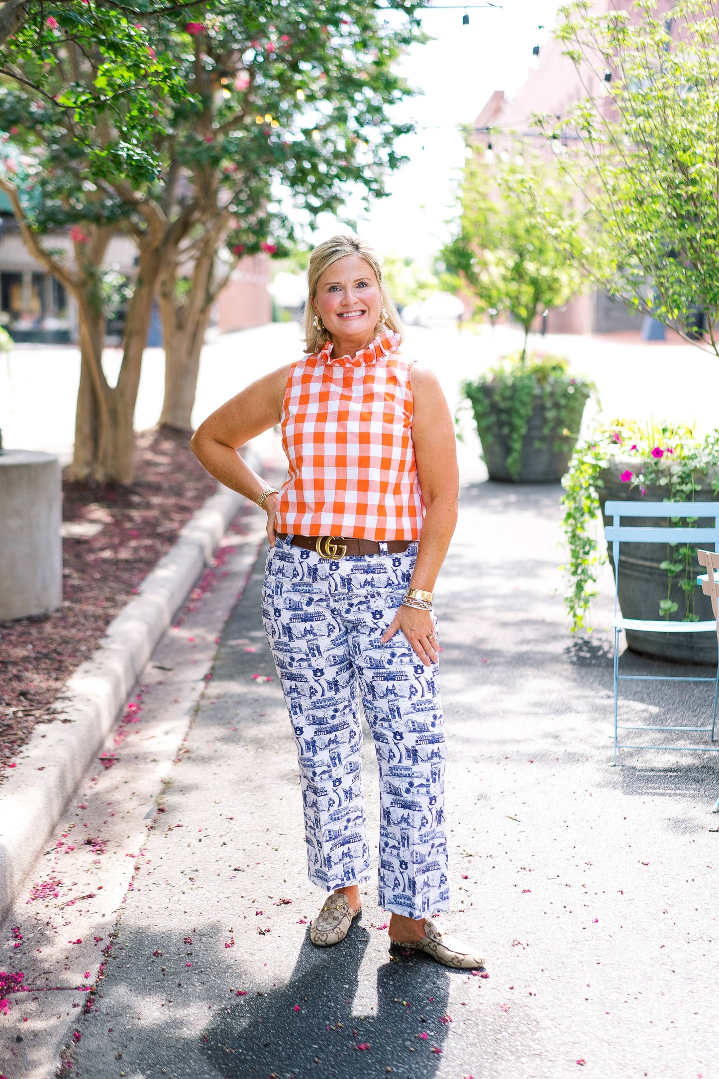 Rutledge Kick-Flare Pant Auburn Navy & White: 10