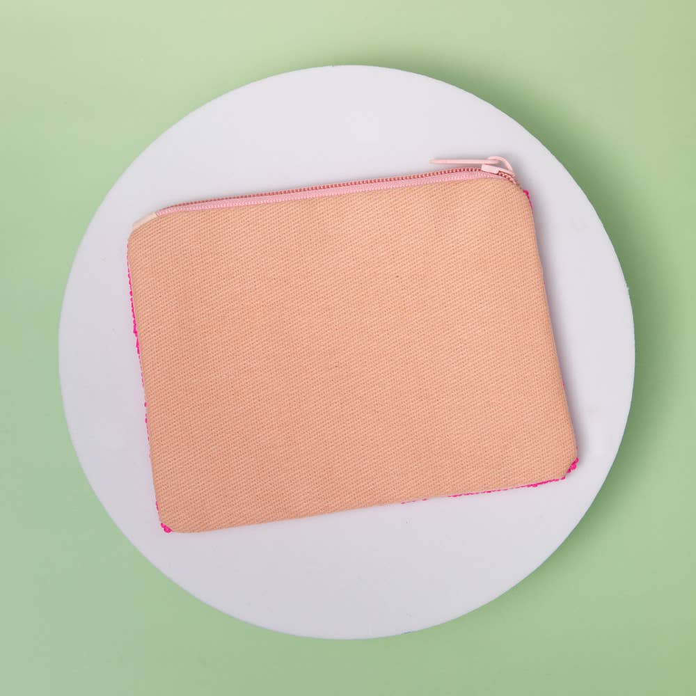 Christmas Nutcracker & Tree Seed Beaded Mini Coin Bag: Green