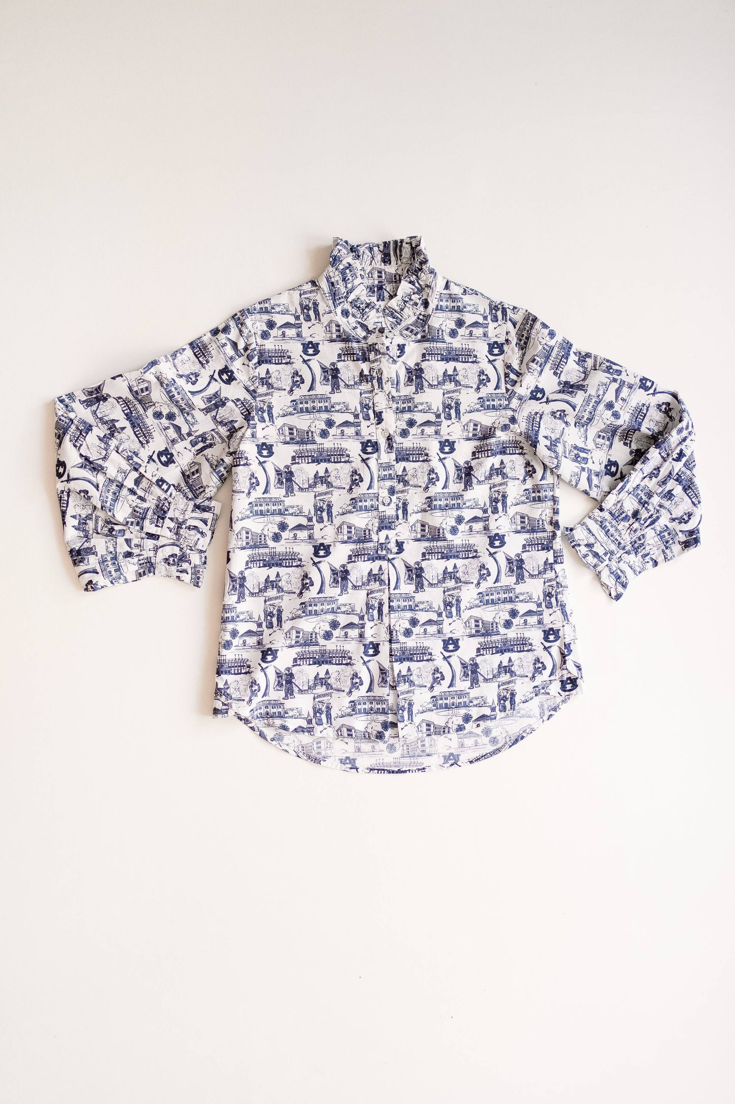 LeGare Popover Top  Auburn Navy & White: XL