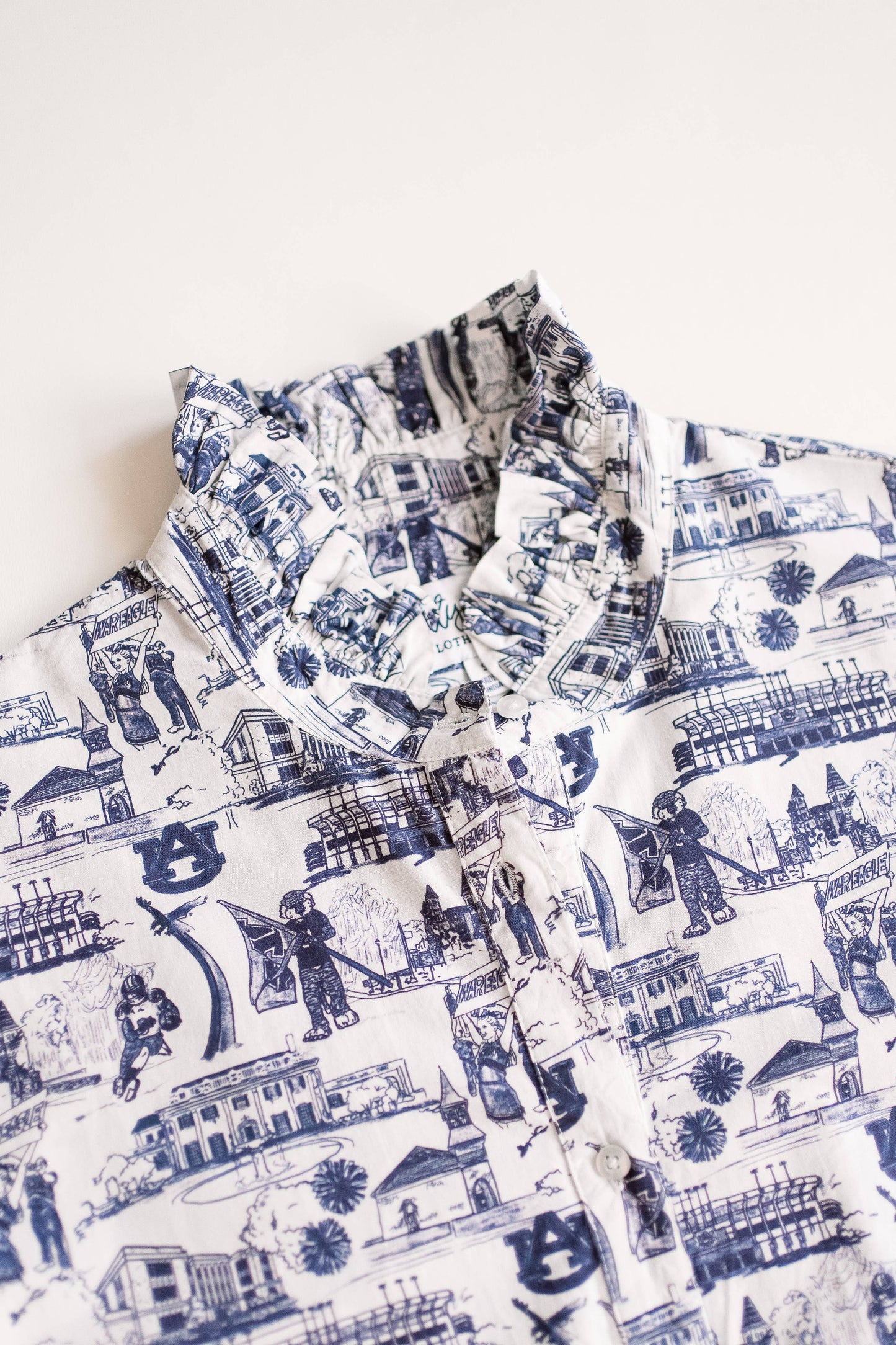 LeGare Popover Top  Auburn Navy & White: XL