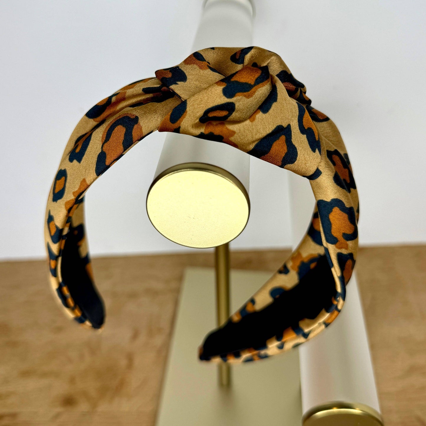 Classic Knot Satin Headband | Leopard Print