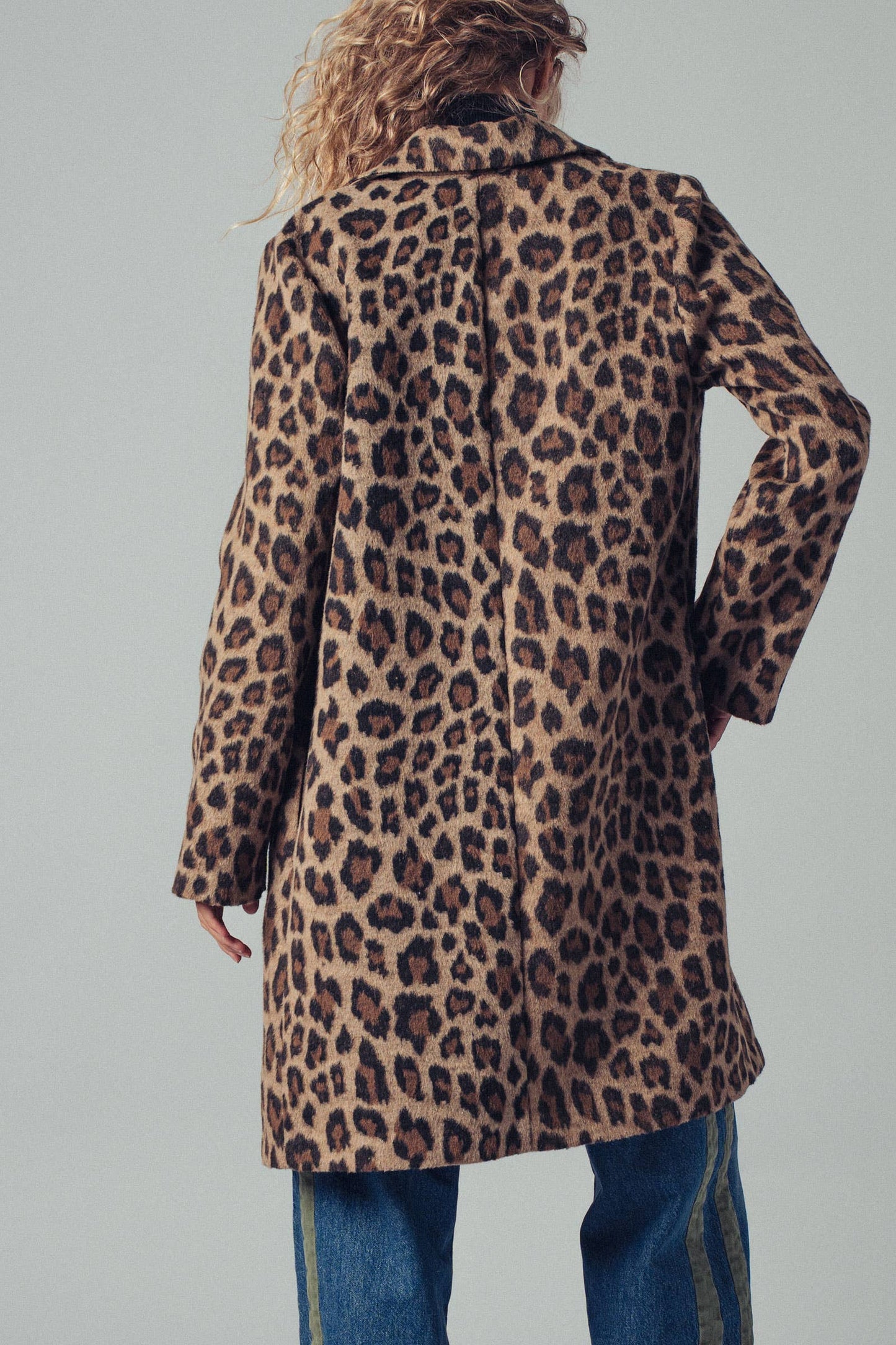 Leopard Print Oversized Statement Coat: BROWN. LARGE