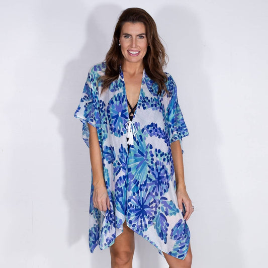 Tropical Haven Cover Up   Blue   One Size