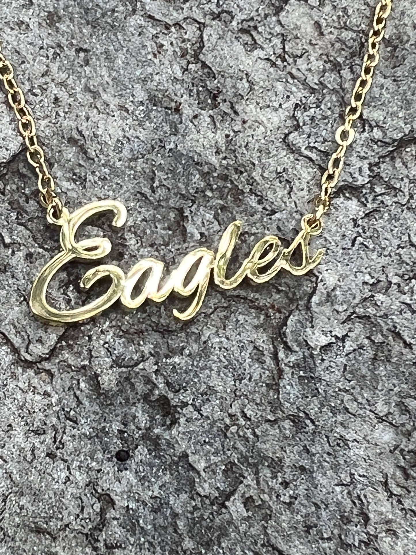 Eagles Name Necklace - Eagles Fans -Eagles GameDay Necklace: Yellow Gold