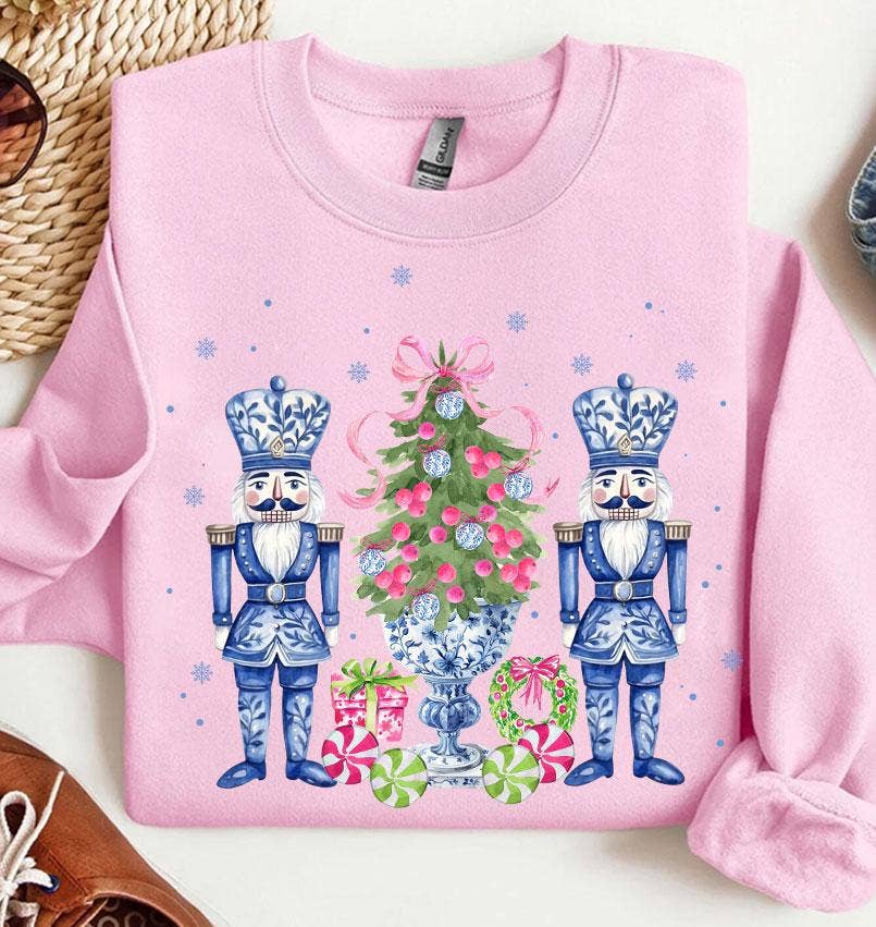 Chinoiserie Nutcracker Christmas Sweater, Holiday Vibes: Sand / L / Unisex Sweatshirt