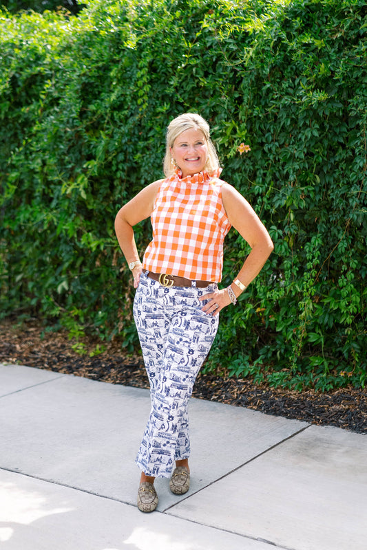 Rutledge Kick-Flare Pant Auburn Navy & White: 8