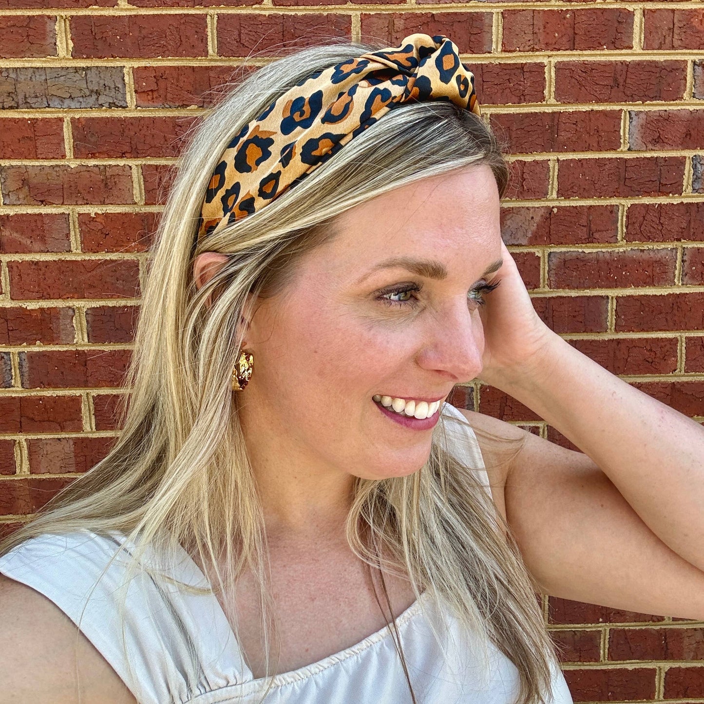 Classic Knot Satin Headband | Leopard Print