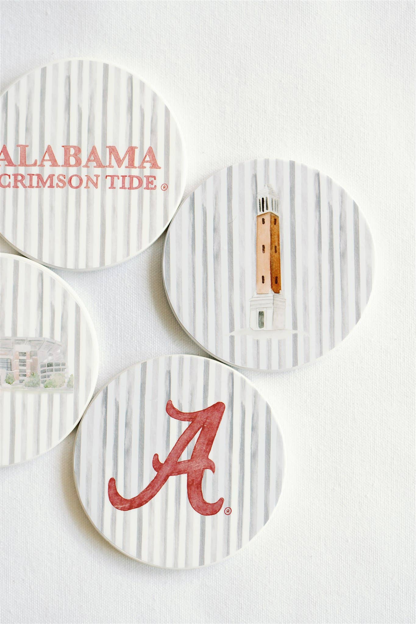 Ceramic Alabama Striped Coasters