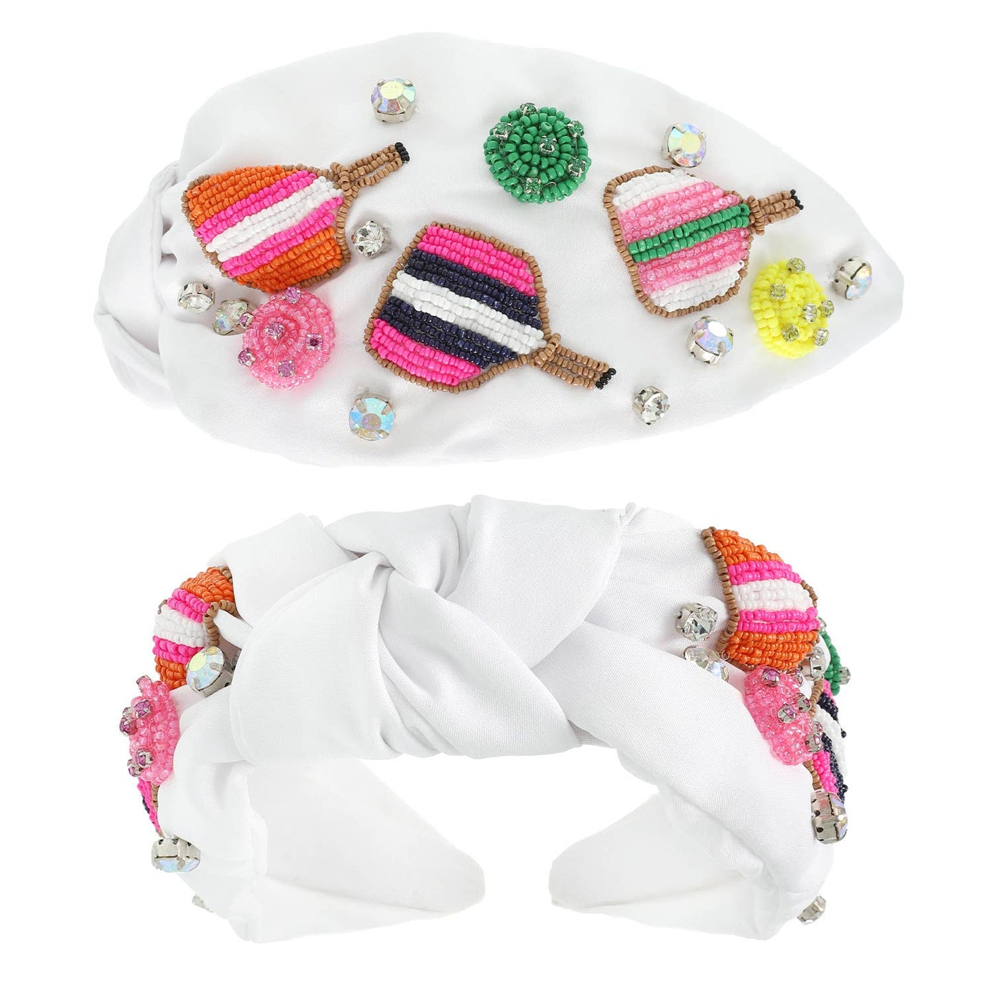 Pickleball Top Knotted Jeweled Beaded Headband