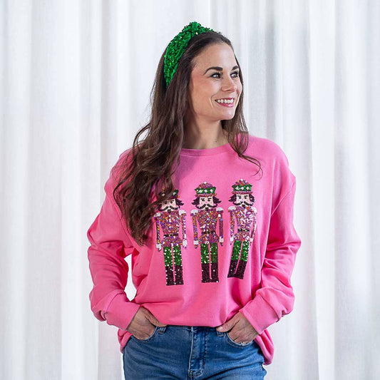 Nutcracker March Sequin Sweatshirt   Pink/Green   -Asst.: Large