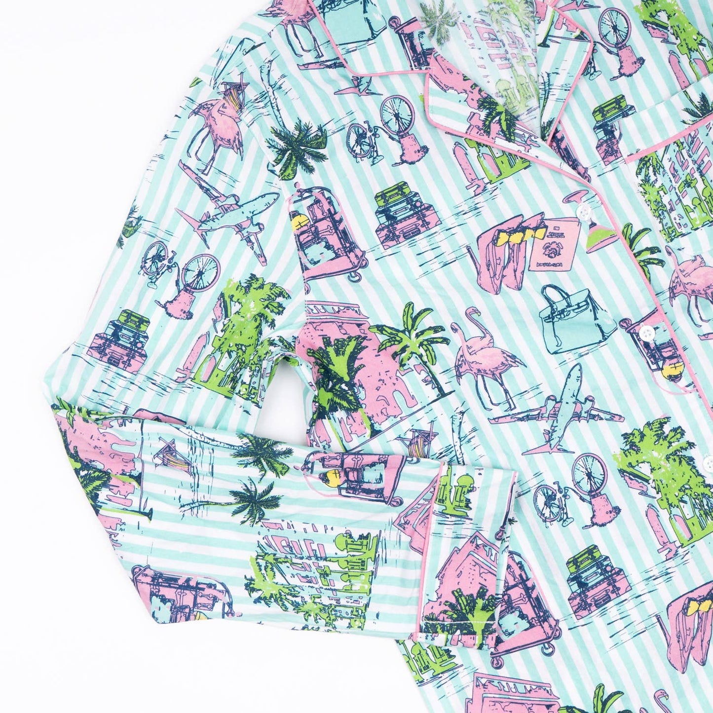 Travel Toile PJ Set with Shorts & Long Sleeve Top