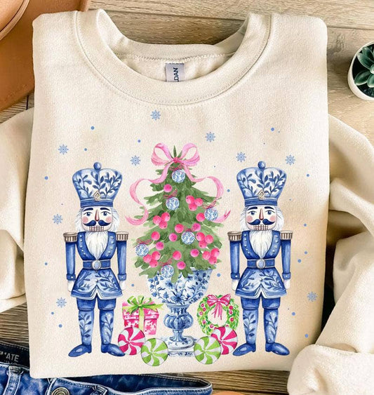 Chinoiserie Nutcracker Christmas Sweater, Holiday Vibes: Sand / L / Unisex Sweatshirt