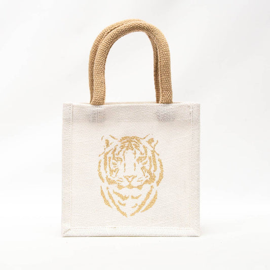 Easy Tiger Petite Gift Tote   White/Gold   7x7x5