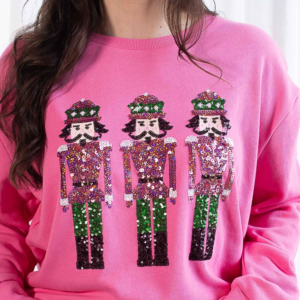 Nutcracker March Sequin Sweatshirt   Pink/Green   -Asst.: Large