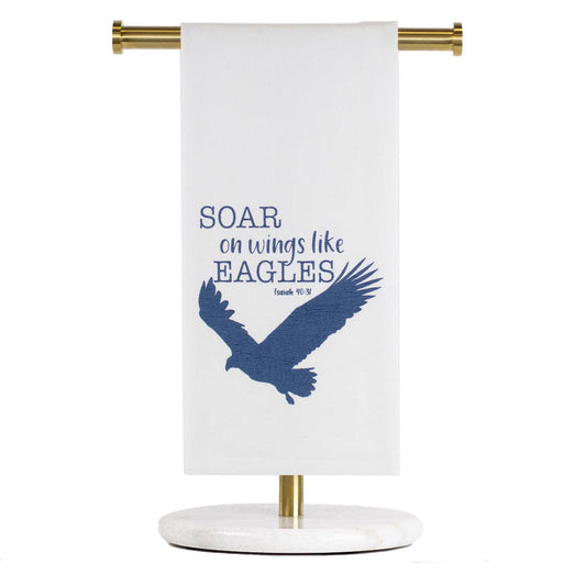 Soar Like Eagles Flour Sack Hand Towel   White/Blue   20x28