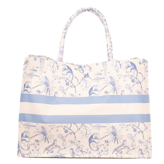 Borneo Classic Tote   White/Blue   19x14x7.5